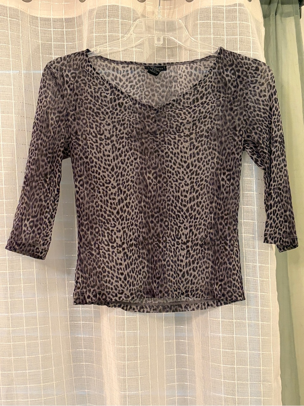 The Limited Sheer Leopard Print V-Neck Top - Gray